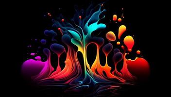 Abstract colorful gradient fluid grow in the dark. illustration. photo