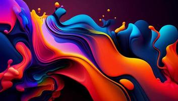 Abstract colorful gradient fluid grow in the dark. illustration. photo