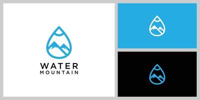 montaña minimalista con diseño de logotipo de gota de agua vector