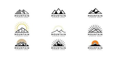 conjunto de montaña logo vector diseño