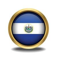 El Salvador Flag circle shape button glass in frame golden vector
