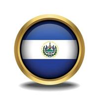 El Salvador Flag circle shape button glass in frame golden vector