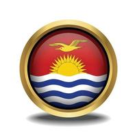 Kiribati Flag circle shape button glass in frame golden vector