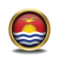 Kiribati Flag circle shape button glass in frame golden vector