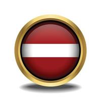 Latvia Flag circle shape button glass in frame golden vector