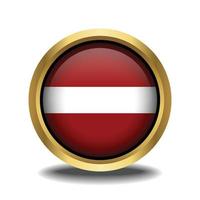 Latvia Flag circle shape button glass in frame golden vector