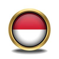 Monaco Flag circle shape button glass in frame golden vector