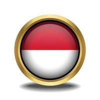 Monaco Flag circle shape button glass in frame golden vector