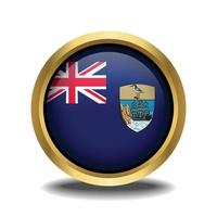 ST. Helena Flag circle shape button glass in frame golden vector