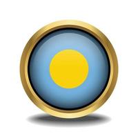 Palau Flag circle shape button glass in frame golden vector