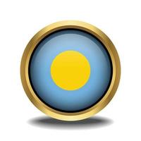 Palau Flag circle shape button glass in frame golden vector