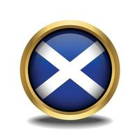 Scotland Flag circle shape button glass in frame golden vector