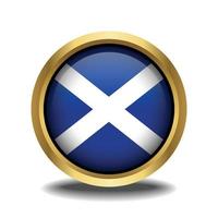 Scotland Flag circle shape button glass in frame golden vector
