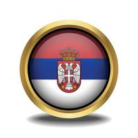 serbia bandera circulo forma botón vaso en marco dorado vector