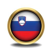 Slovenia Flag circle shape button glass in frame golden vector