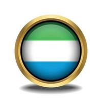 Sierra Leone Flag circle shape button glass in frame golden vector