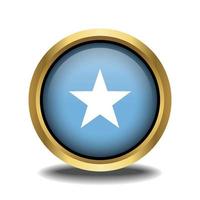 Somalia Flag circle shape button glass in frame golden vector
