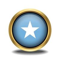 Somalia Flag circle shape button glass in frame golden vector