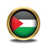 Palestina bandera circulo forma botón vaso en marco dorado vector