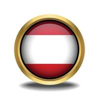 Tahiti Flag circle shape button glass in frame golden vector