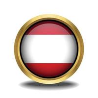 Tahiti Flag circle shape button glass in frame golden vector