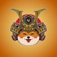 Samurai Cute Dog Japanese Warrior Shogun Vector Illustration Artwork