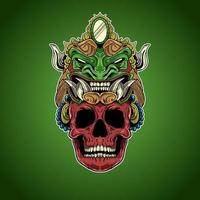 rojo cráneo tótem mexicano azteca vector ilustración obra de arte