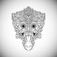 Barong Leak Balinese Outline Vector Drawing Illustration