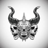 Black Skull Demon Minion Knight Dark Artwork Illustration Vector