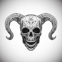 Dark Skull Evil Spooky Realtistic Detailed Black Vector Illustration Artwork