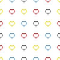 Seamless Pixel Heart Pattern Swatch vector