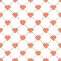 Seamless Pixel Heart Pattern Swatch vector