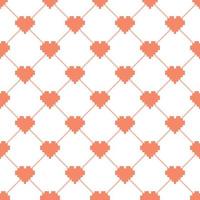 Seamless Pixel Heart Pattern Swatch vector