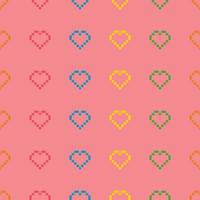 Seamless Pixel Heart Pattern Swatch vector