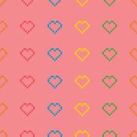 Seamless Pixel Heart Pattern Swatch vector