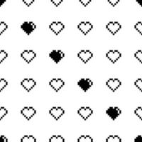 Seamless Pixel Heart Pattern Swatch vector