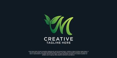 Illustration of leaf letter logo M unique concept Premium Vector