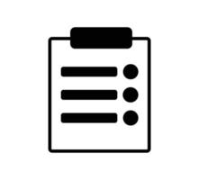 Clipboard with checklist icon on white background. Vector illustration.