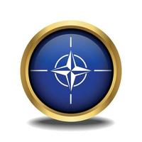 NATO Flag circle shape button glass in frame golden vector