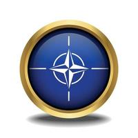 NATO Flag circle shape button glass in frame golden vector