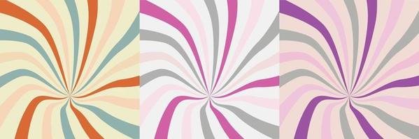 Set of retro sunburst background, 80s style, poster design vector