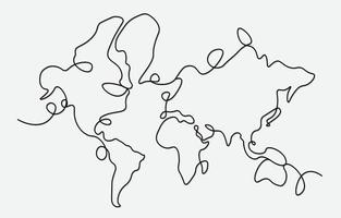 One Line Art World Map Background Concept vector