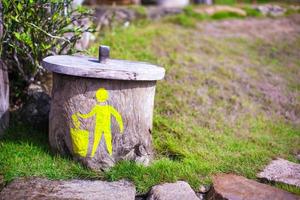 View of wooden trash can photo