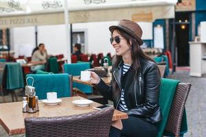 Beautiful woman in a cafe photo