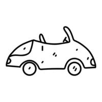 coche lindo en estilo de garabato dibujado a mano. ilustración vectorial del elemento de transporte aislado sobre fondo blanco. vector