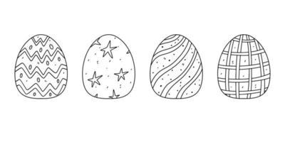 Set of Easter eggs in hand drawn doodle style. Coloring book for children. vector