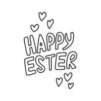 Happy Easter black lettering. Hand drawn letters. Design for holiday greeting card and invitation of the happy Easter day. Greeting card text template. vector