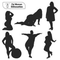 Fat Woman Silhouettes vector collection