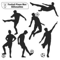 Vector collection of Male playing Soccer or football silhouettes in different poses