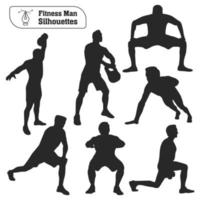colección de vectores de siluetas de hombre fitness